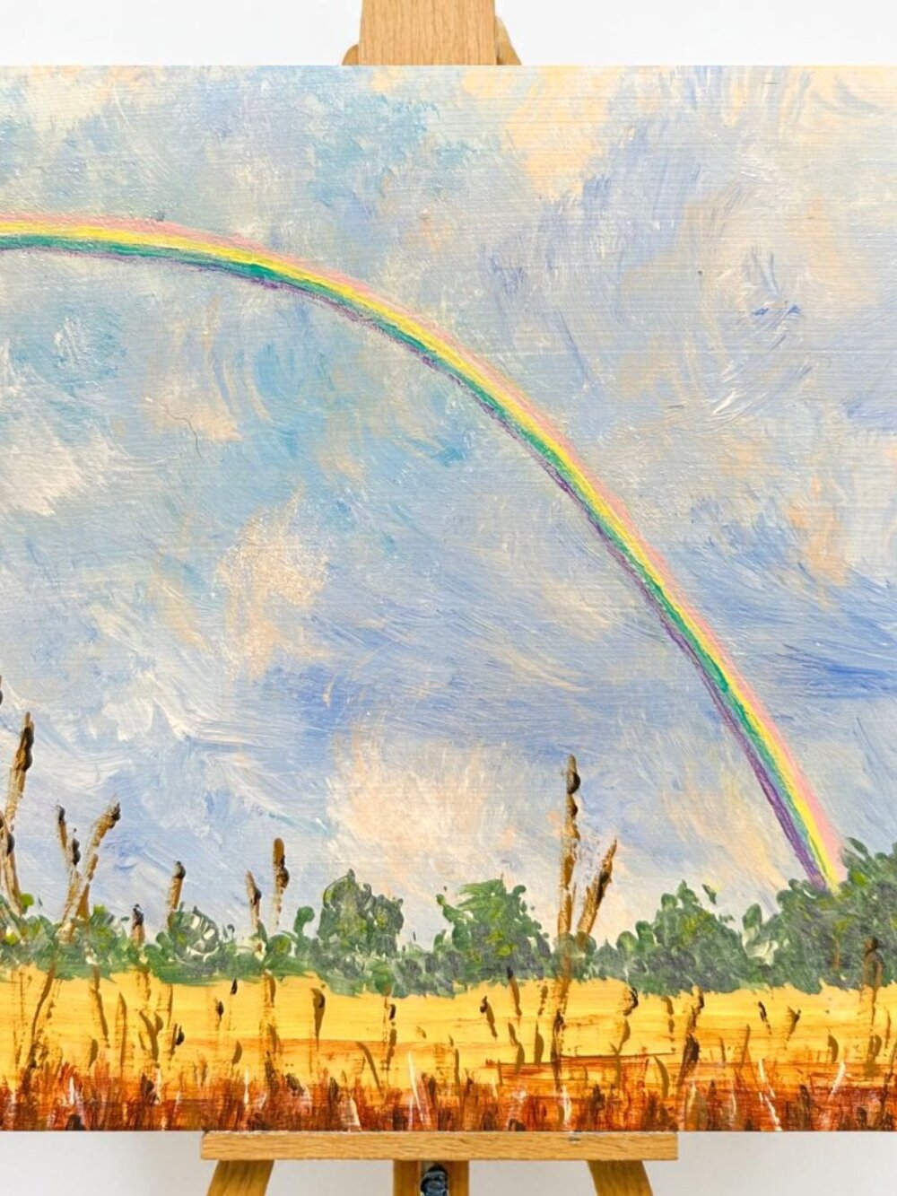 Follow Every Rainbow Original 6" x 6" Acrylic Painting Nature Theme Wall Art - Picture 9 of 13